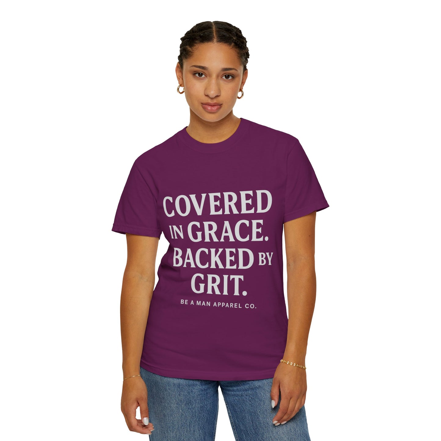 Covered in Grace, Backed by Grit – Be Her Backbone (Women's Shirt)