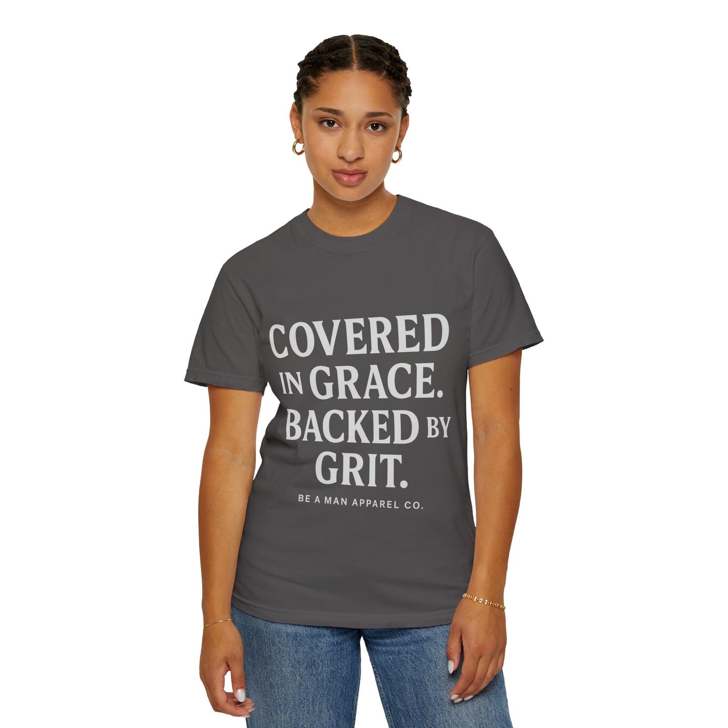 Covered in Grace, Backed by Grit – Be Her Backbone (Women's Shirt)