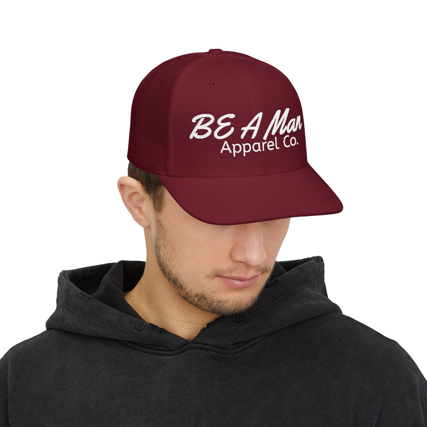 Men's Style Snapback Cap - BE A Man Humor, Fashion Accessories, Gifts for Him, Casual Wear, Embroidered Cap