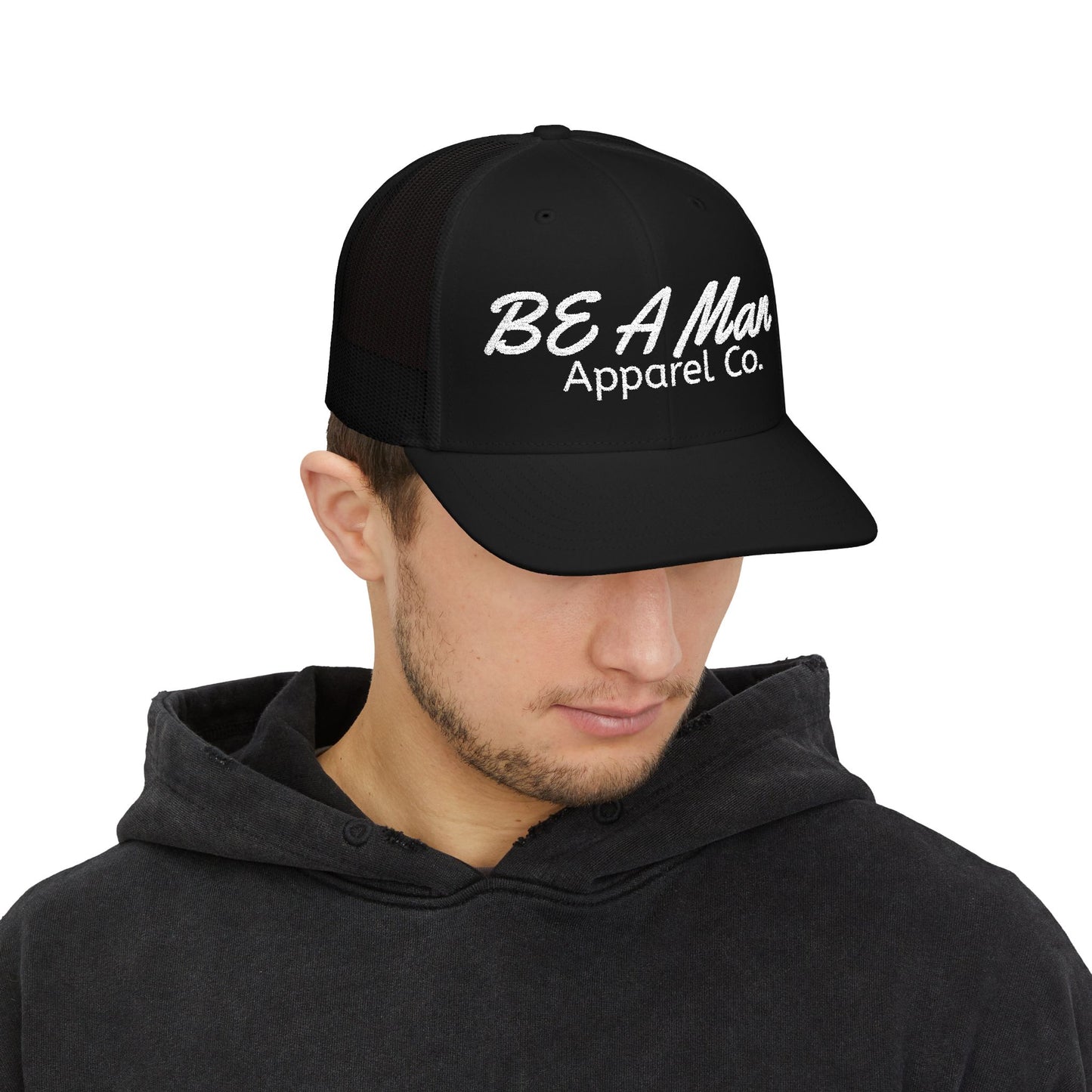Men's Style Snapback Cap - BE A Man Humor, Fashion Accessories, Gifts for Him, Casual Wear, Embroidered Cap