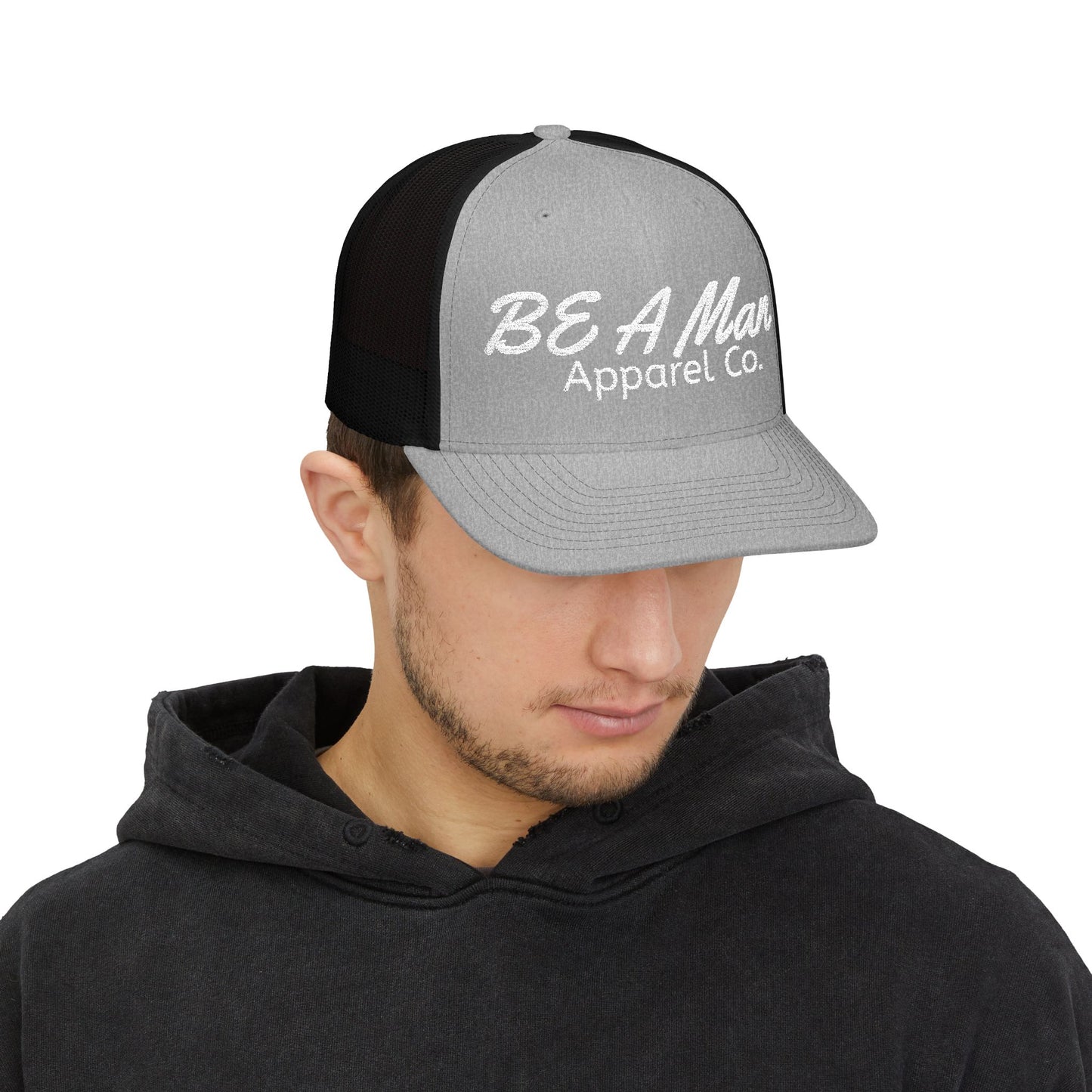 Men's Style Snapback Cap - BE A Man Humor, Fashion Accessories, Gifts for Him, Casual Wear, Embroidered Cap