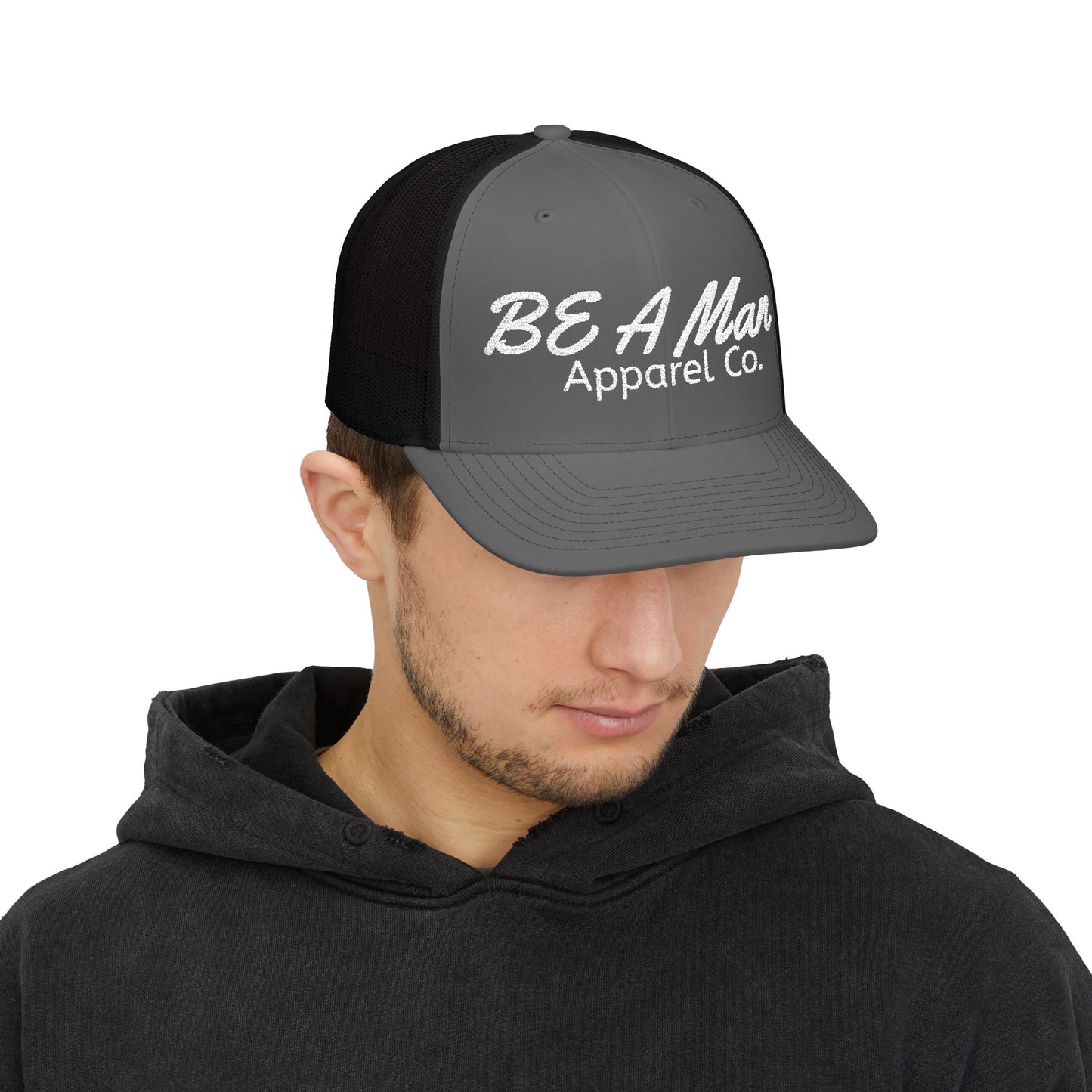 Men's Style Snapback Cap - BE A Man Humor, Fashion Accessories, Gifts for Him, Casual Wear, Embroidered Cap