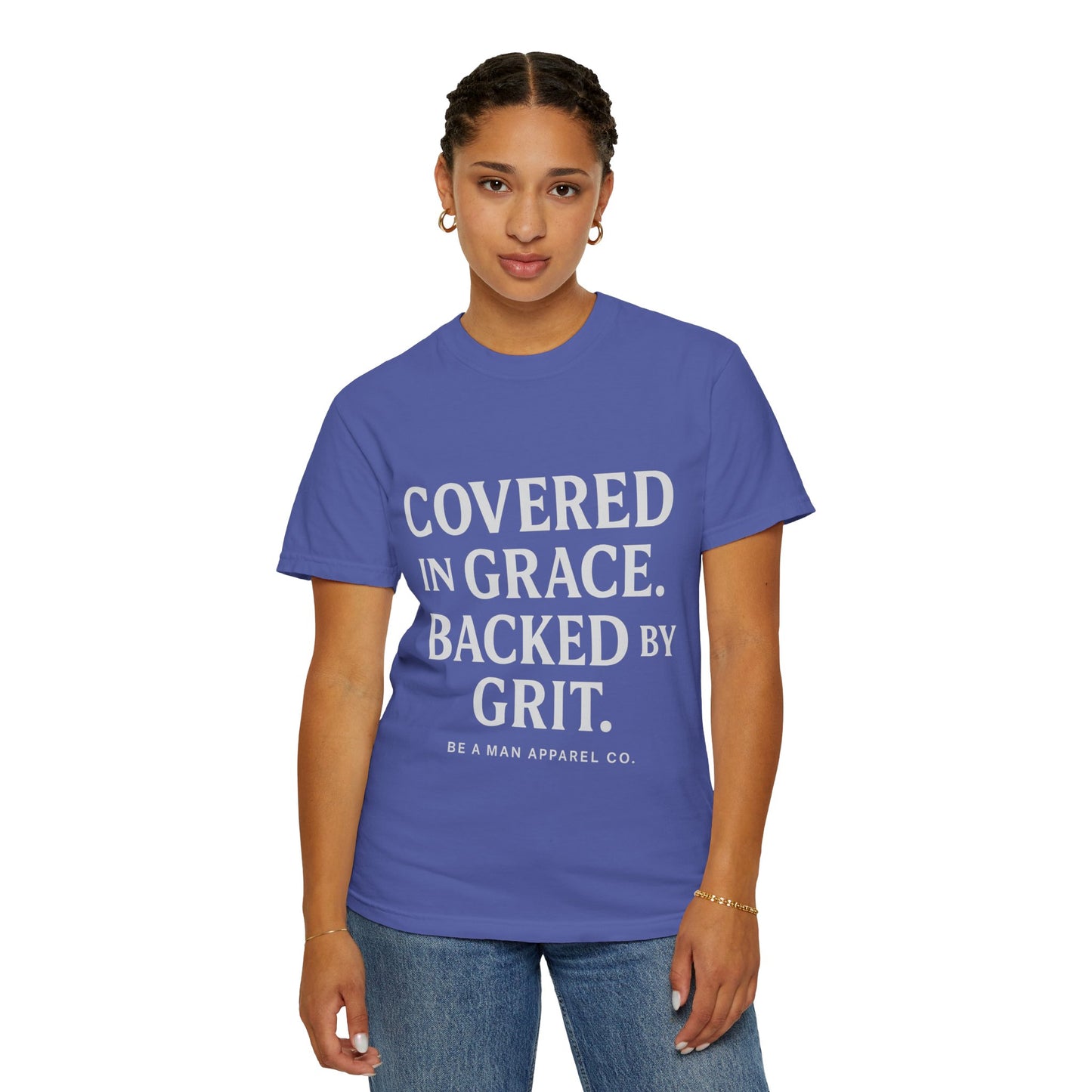 Covered in Grace, Backed by Grit – Be Her Backbone (Women's Shirt)