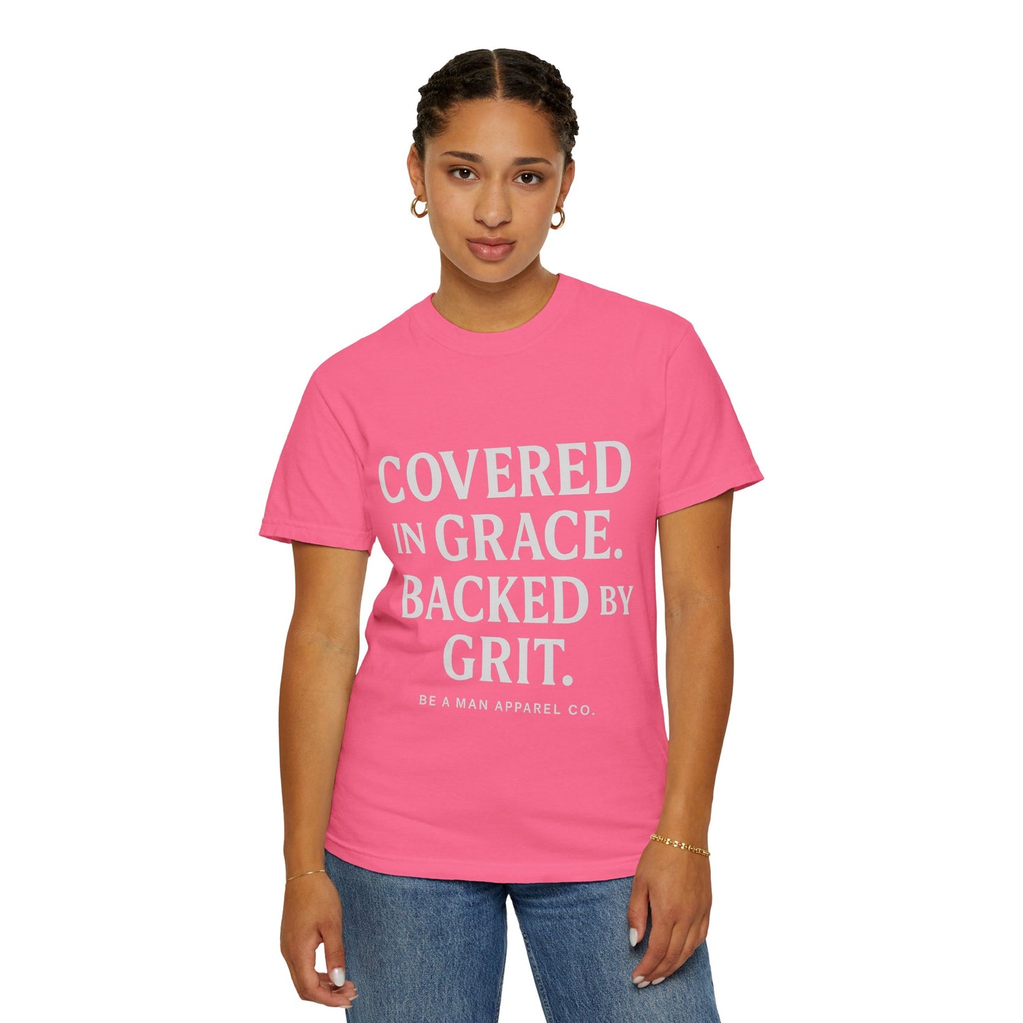 Covered in Grace, Backed by Grit – Be Her Backbone (Women's Shirt)
