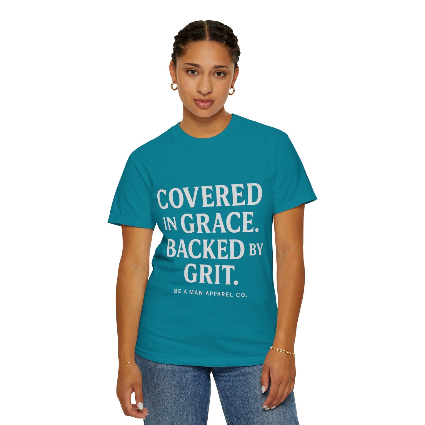 Covered in Grace, Backed by Grit – Be Her Backbone (Women's Shirt)