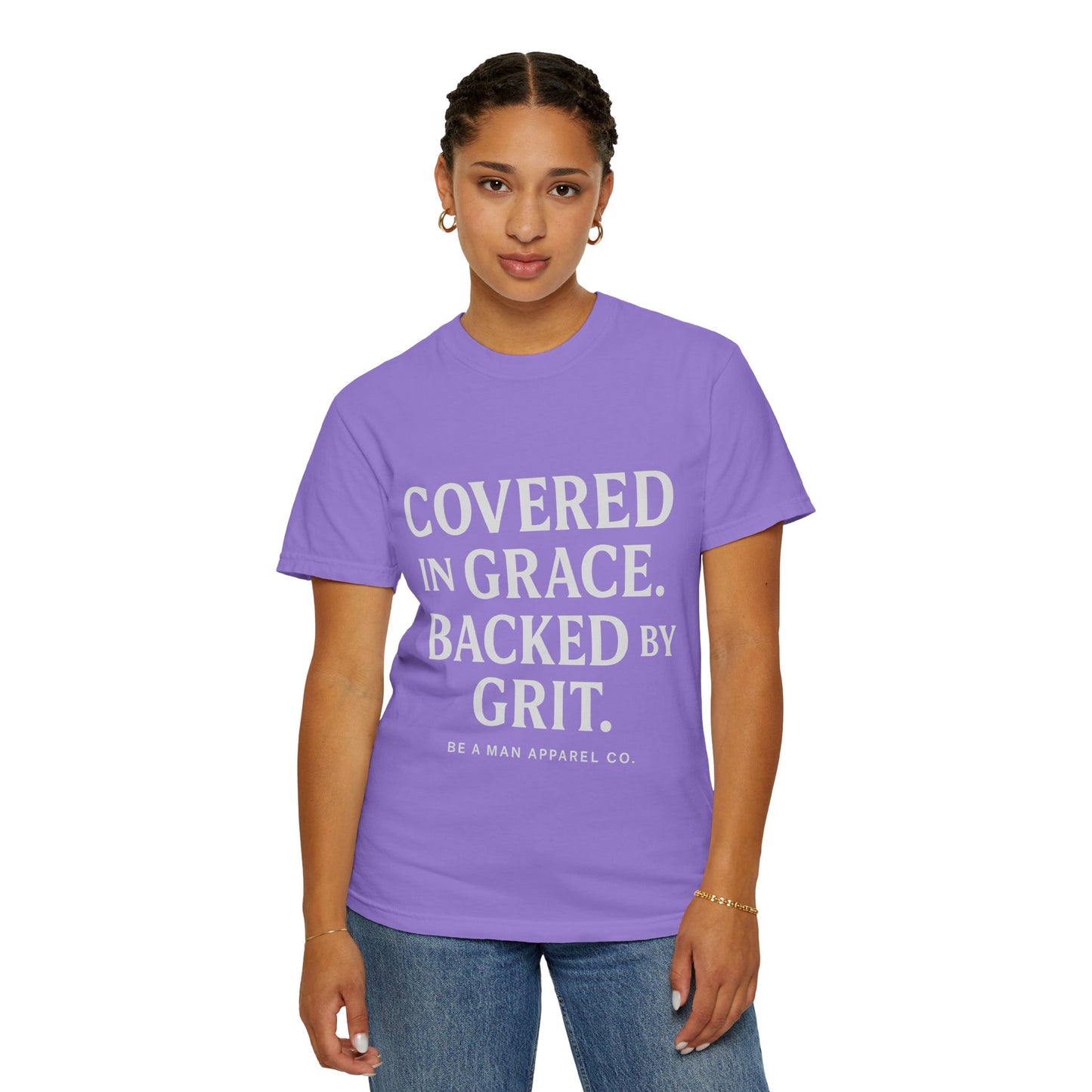 Covered in Grace, Backed by Grit – Be Her Backbone (Women's Shirt)